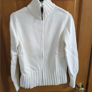 Cream/ off white colored lands end zipper sweater